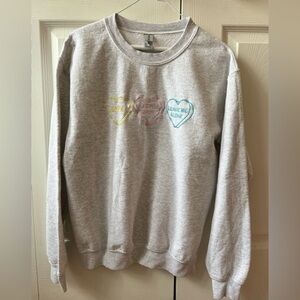 Cotton custom hearts light grey long sleeve pullover (S)